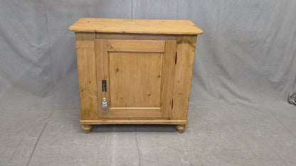 Antique English Pine Single Door Cupboard with Working Key and Original Hardware