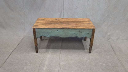 Vintage Rustic Southwestern Painted Pine Coffee Table