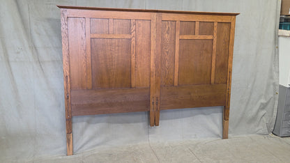Antique Oak King Size Headboard, Arts & Crafts Style, USA, Circa 1920