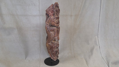 Antique Indian Hand Carved Naga Architectural Remnant on a Custom Metal Stand